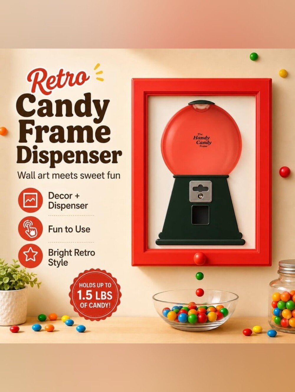 Retro Candy Frame Dispenser - Red & Black